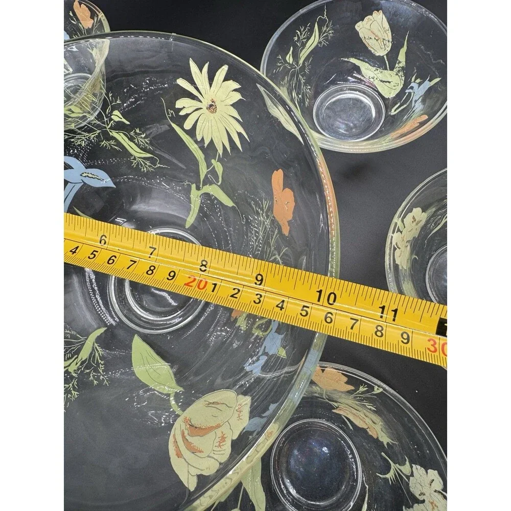 7 Piece Dorthy Thorpe Hand Painted California Wildflowers Large Salad Bowl Set